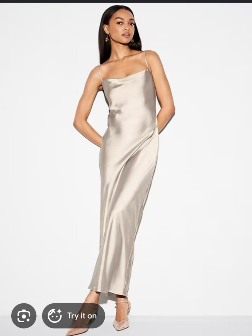 Old Navy Satin Cowl Maxi Skirt — Pearl Beige